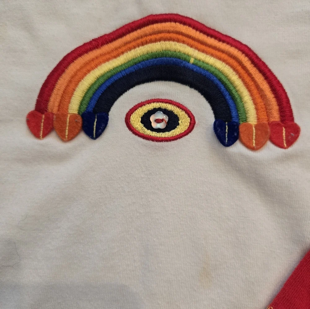 Vintage Y2k KHQ Sportswear Rainbow Button Embroidered 2pc Pants Top Set